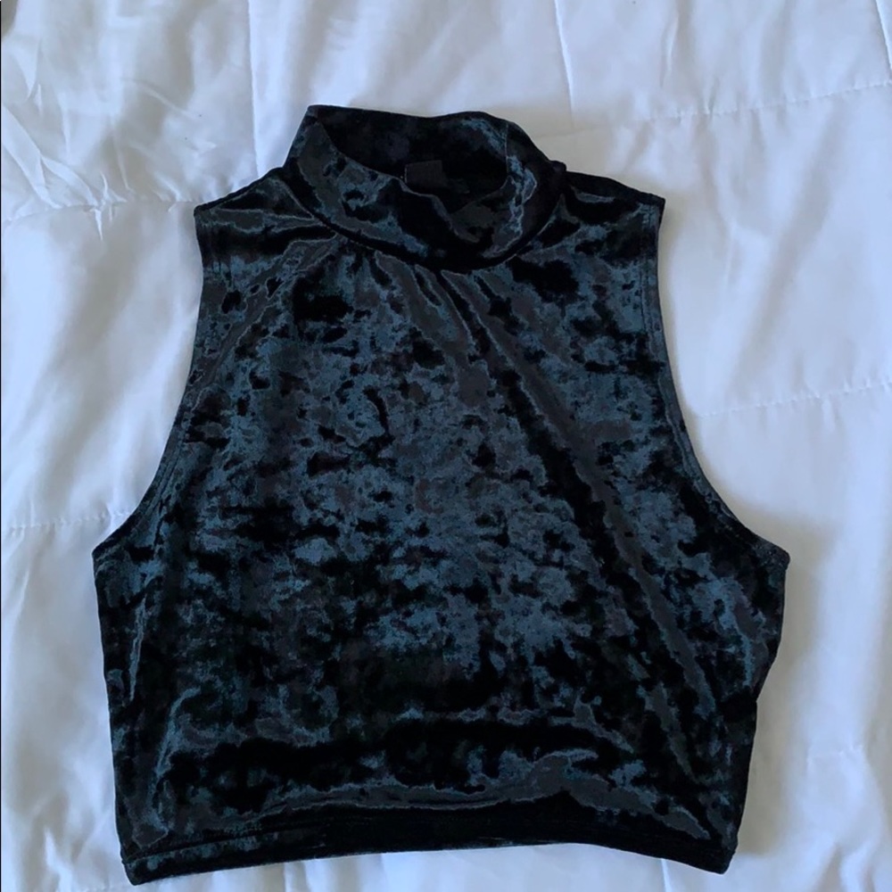 Black velvet crop top